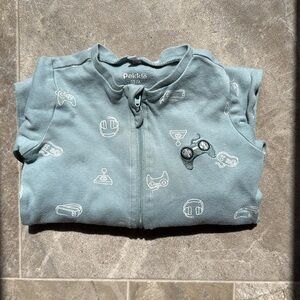 🍄12m Pekkle gaming teal boys sleepers organic cotton GUC 2 way zip